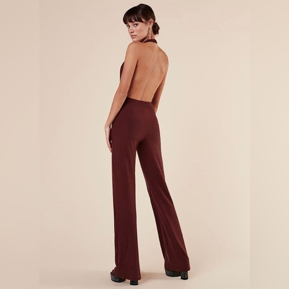 Reformation - Berry Halter Pants Ribbed Jumpsuit
